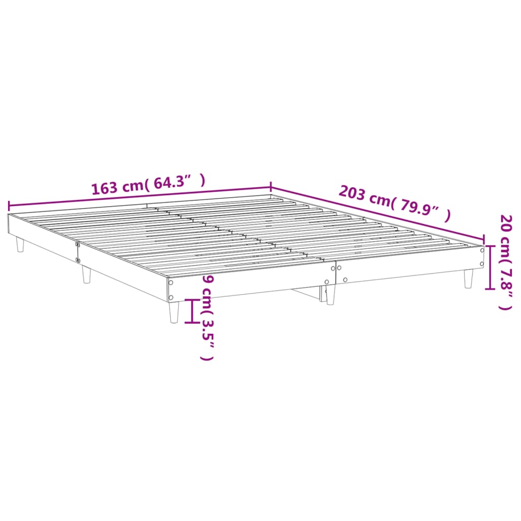 vidaXL Rama łóżka bez materaca dąb wędzony 160x200cm drewno klejone