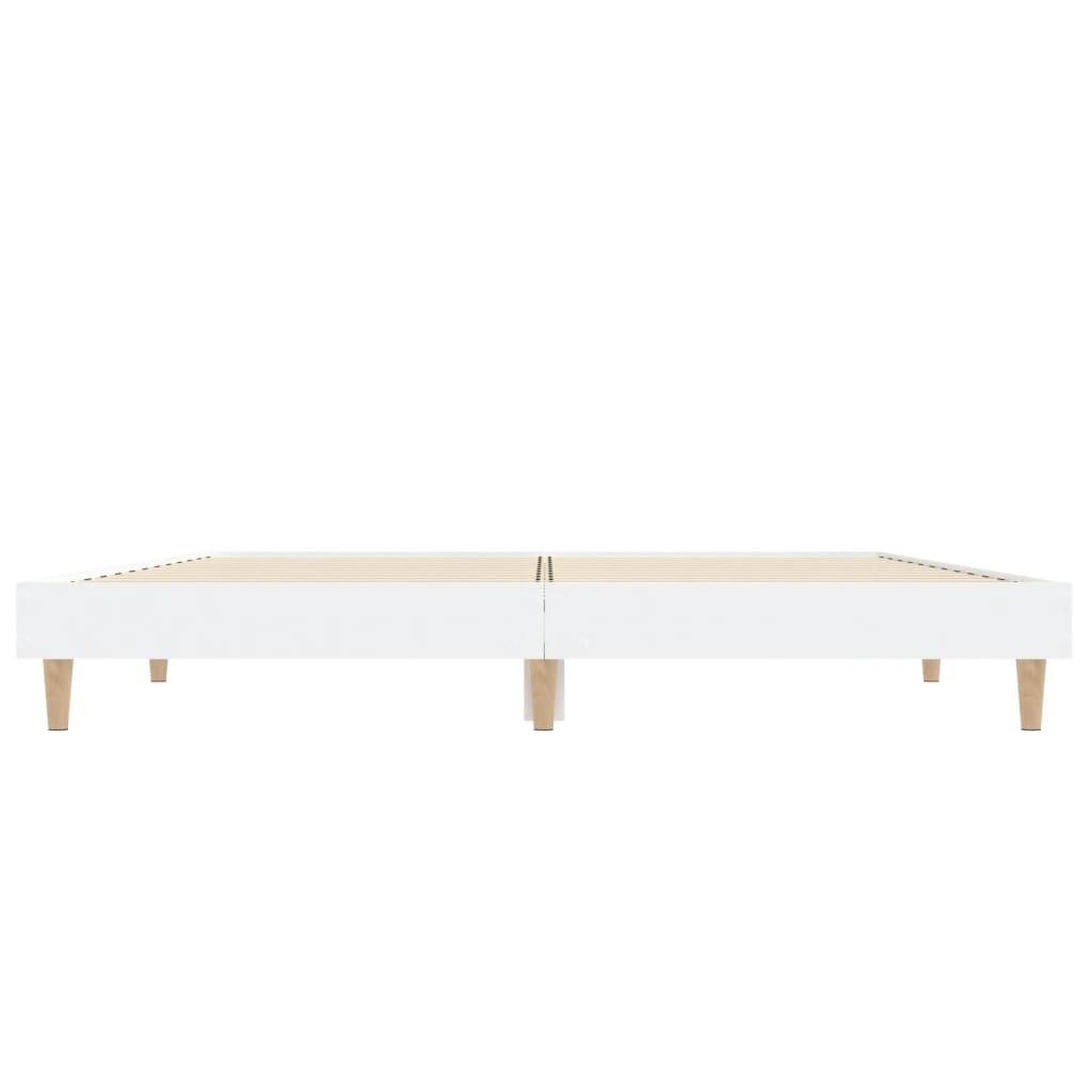 vidaXL Rama łóżka, biała, 135x190 cm, materiał drewnopochodny