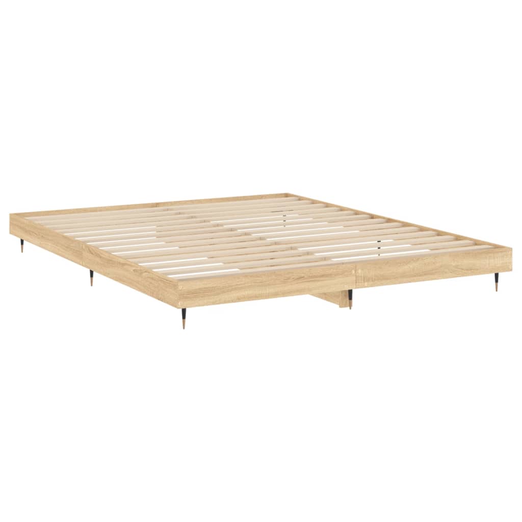 vidaXL Rama łóżka bez materaca Dąb Sonoma 200x200 cm Drewno klejone