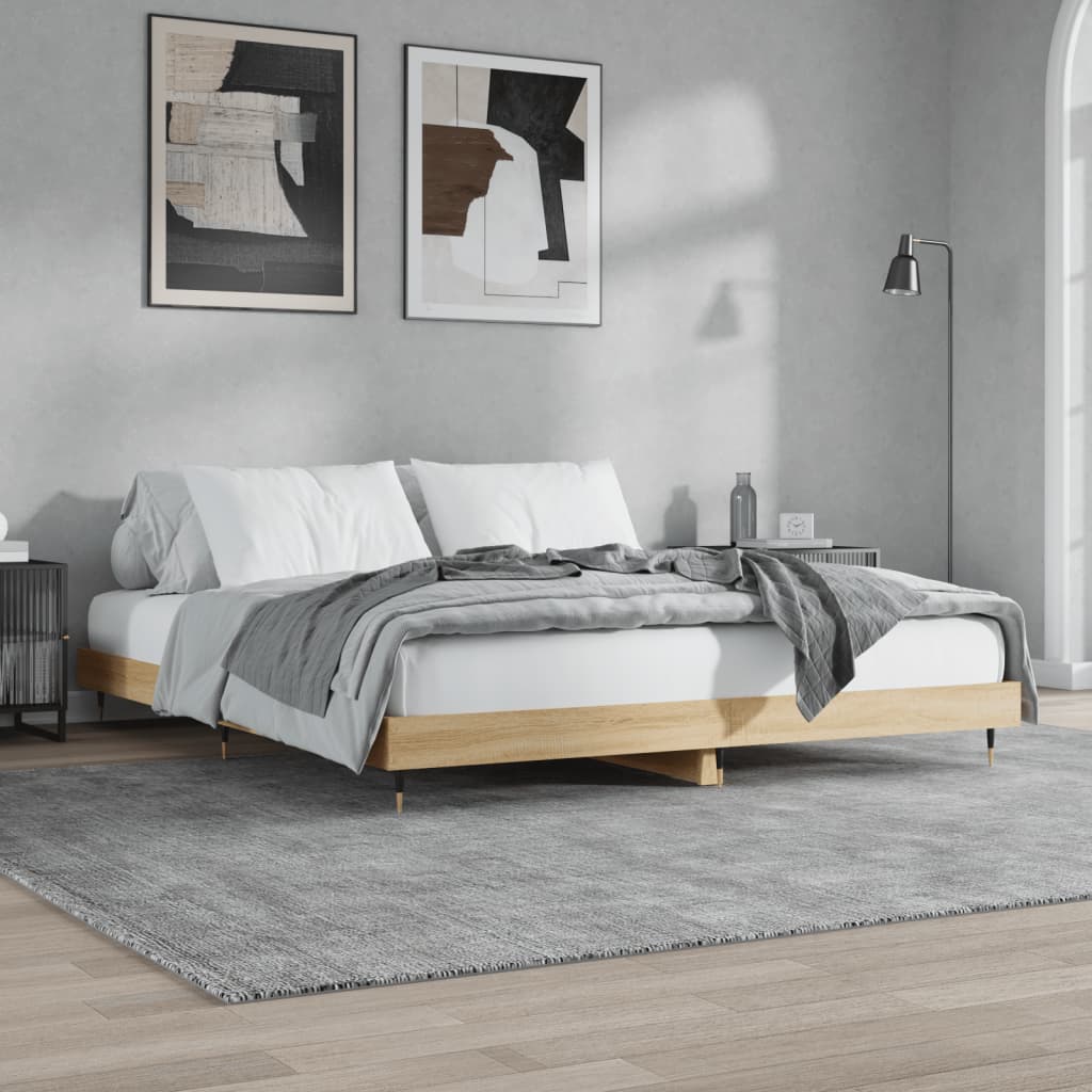 vidaXL Rama łóżka bez materaca Dąb Sonoma 200x200 cm Drewno klejone