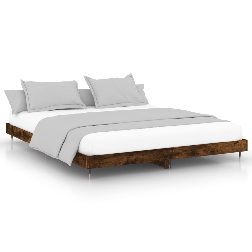 vidaXL Rama łóżka bez materaca dąb wędzony 200x200 cm drewno klejone