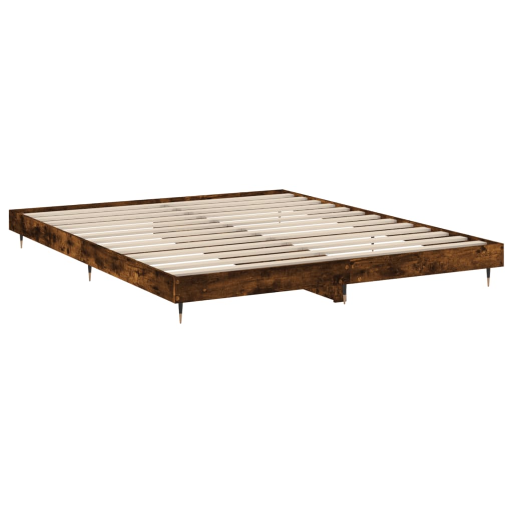 vidaXL Rama łóżka bez materaca dąb wędzony 200x200 cm drewno klejone