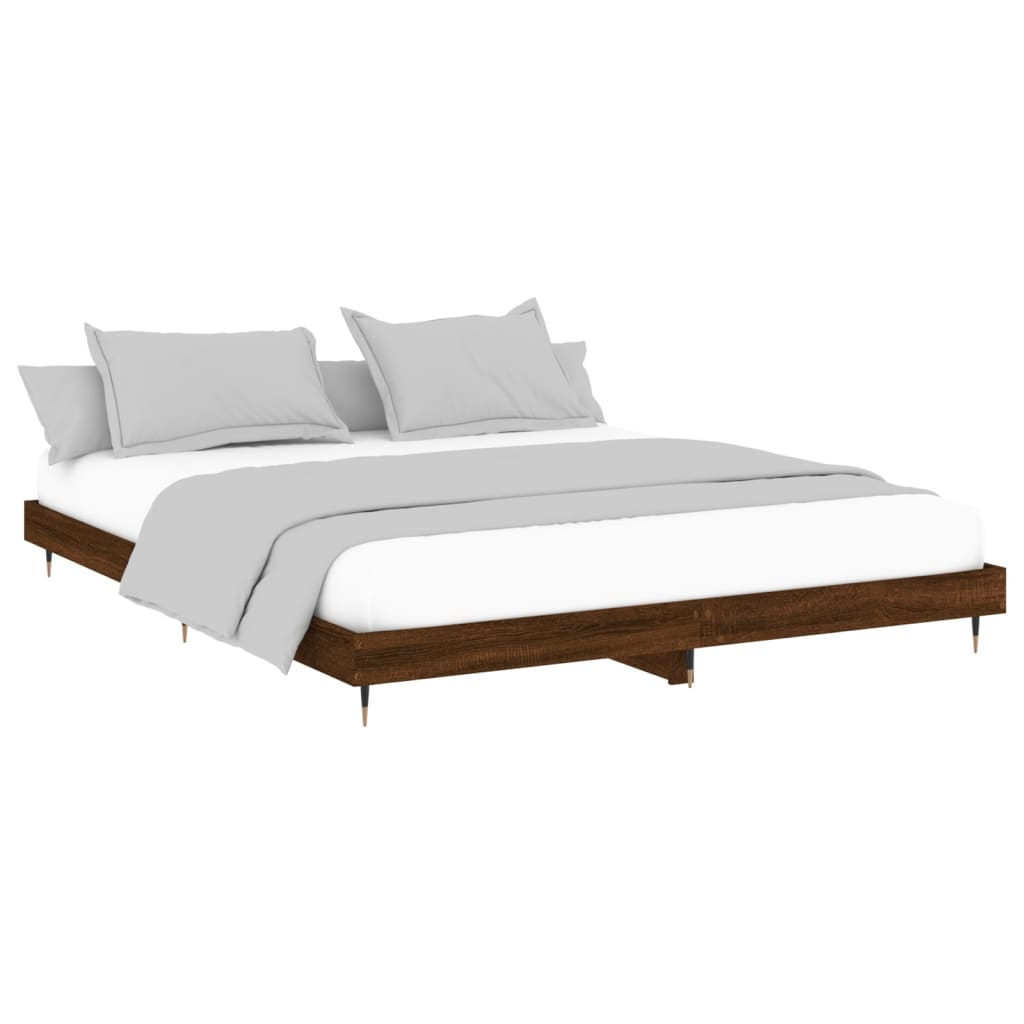 vidaXL Rama łóżka bez materaca Brązowy dąb 200x200 cm Drewno klejone