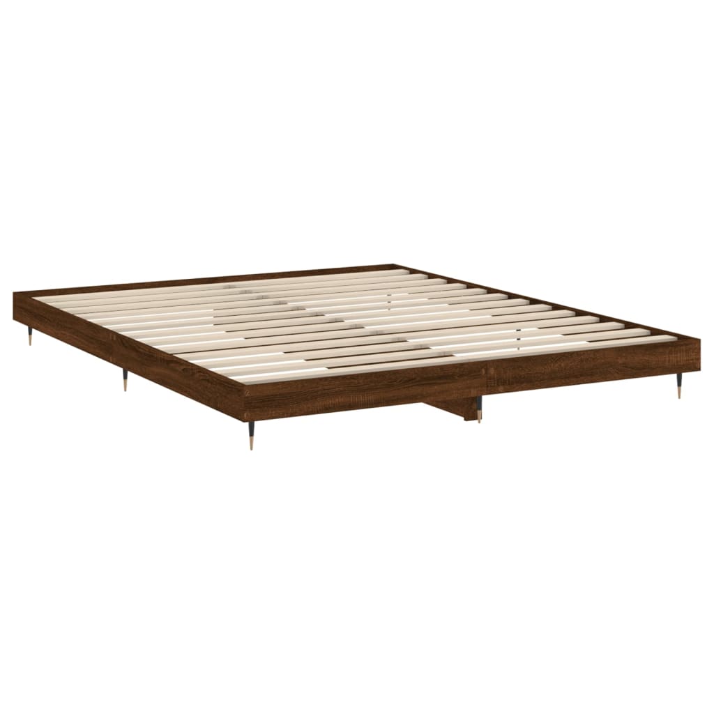 vidaXL Rama łóżka bez materaca Brązowy dąb 200x200 cm Drewno klejone