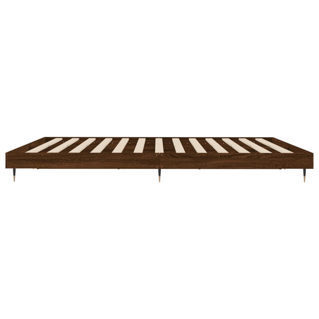 vidaXL Rama łóżka bez materaca Brązowy dąb 200x200 cm Drewno klejone