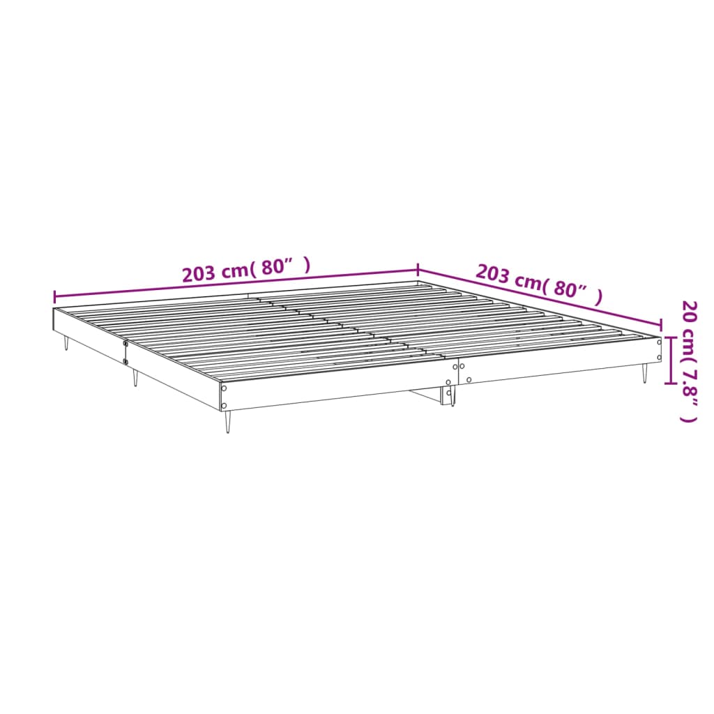 vidaXL Rama łóżka bez materaca Brązowy dąb 200x200 cm Drewno klejone