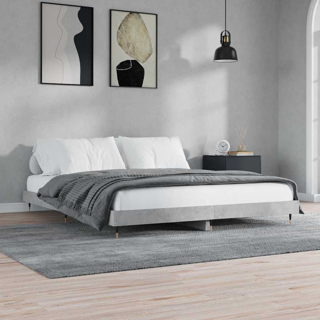 vidaXL Rama łóżka, szarość betonu, 120x200 cm, materiał drewnopochodny