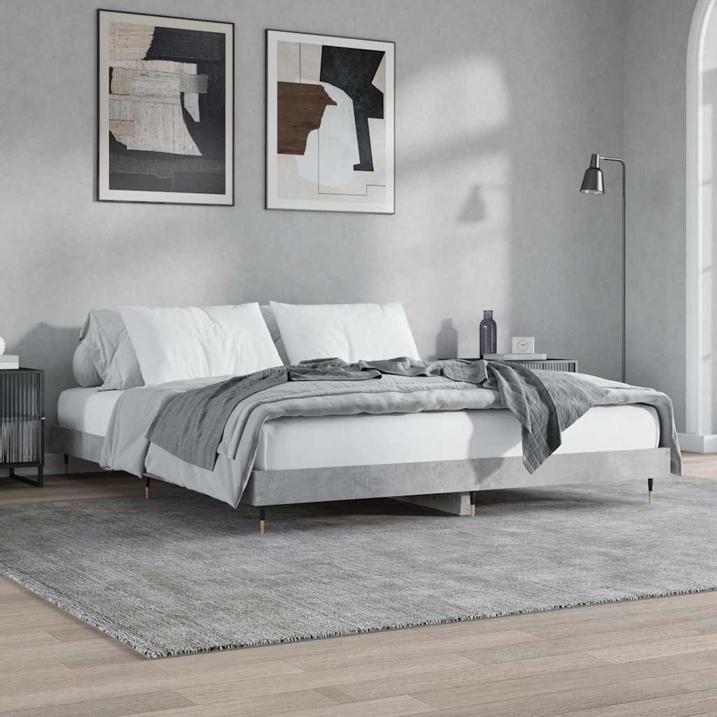 vidaXL Rama łóżka, szarość betonu, 120x200 cm, materiał drewnopochodny