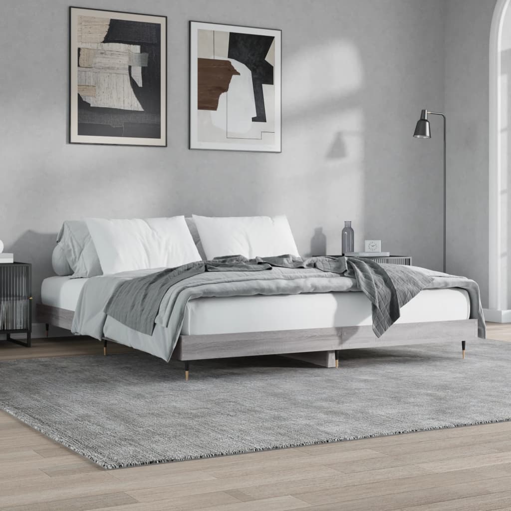vidaXL Rama łóżka, szary dąb sonoma, 120x200cm materiał drewnopochodny