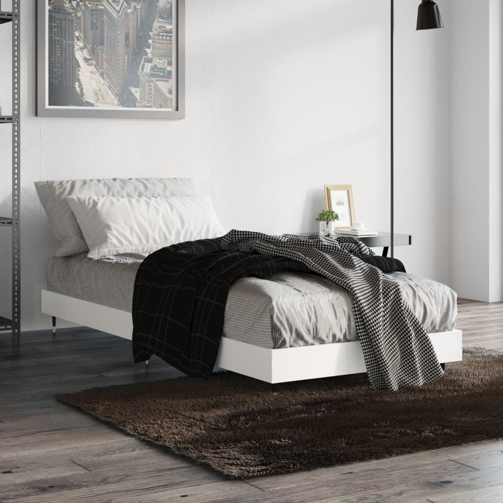 vidaXL Rama łóżka, biała, 75x190 cm, materiał drewnopochodny