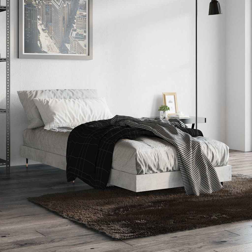 vidaXL Rama łóżka, szarość betonu, 75x190 cm, materiał drewnopochodny