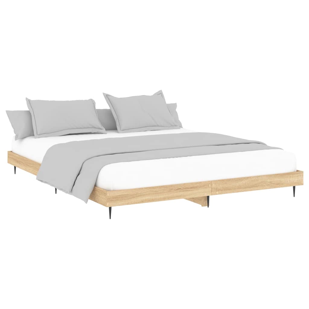 vidaXL Rama łóżka bez materaca Dąb Sonoma 200x200 cm Drewno klejone