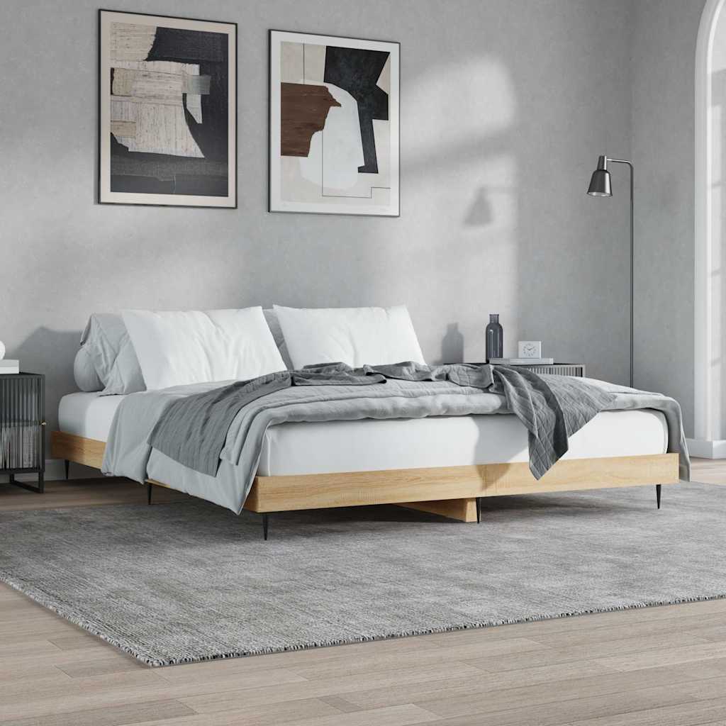 vidaXL Rama łóżka bez materaca Dąb Sonoma 200x200 cm Drewno klejone
