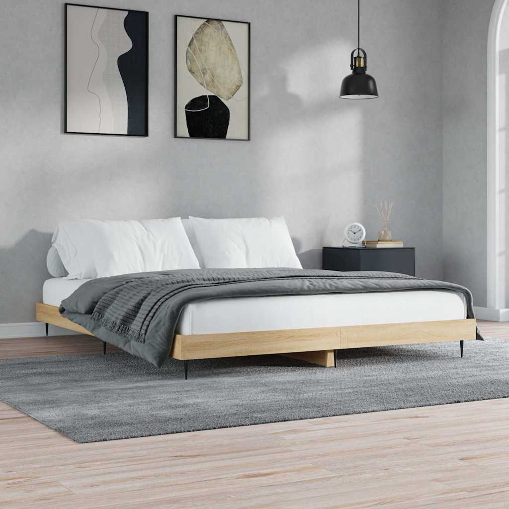 vidaXL Rama łóżka bez materaca Dąb Sonoma 200x200 cm Drewno klejone