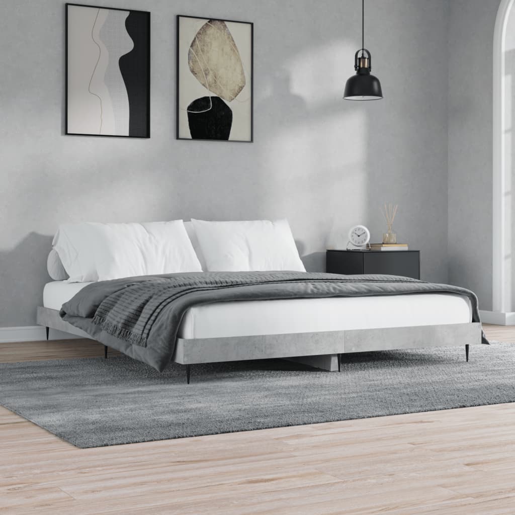 vidaXL Rama łóżka, szarość betonu, 200x200 cm, materiał drewnopochodny