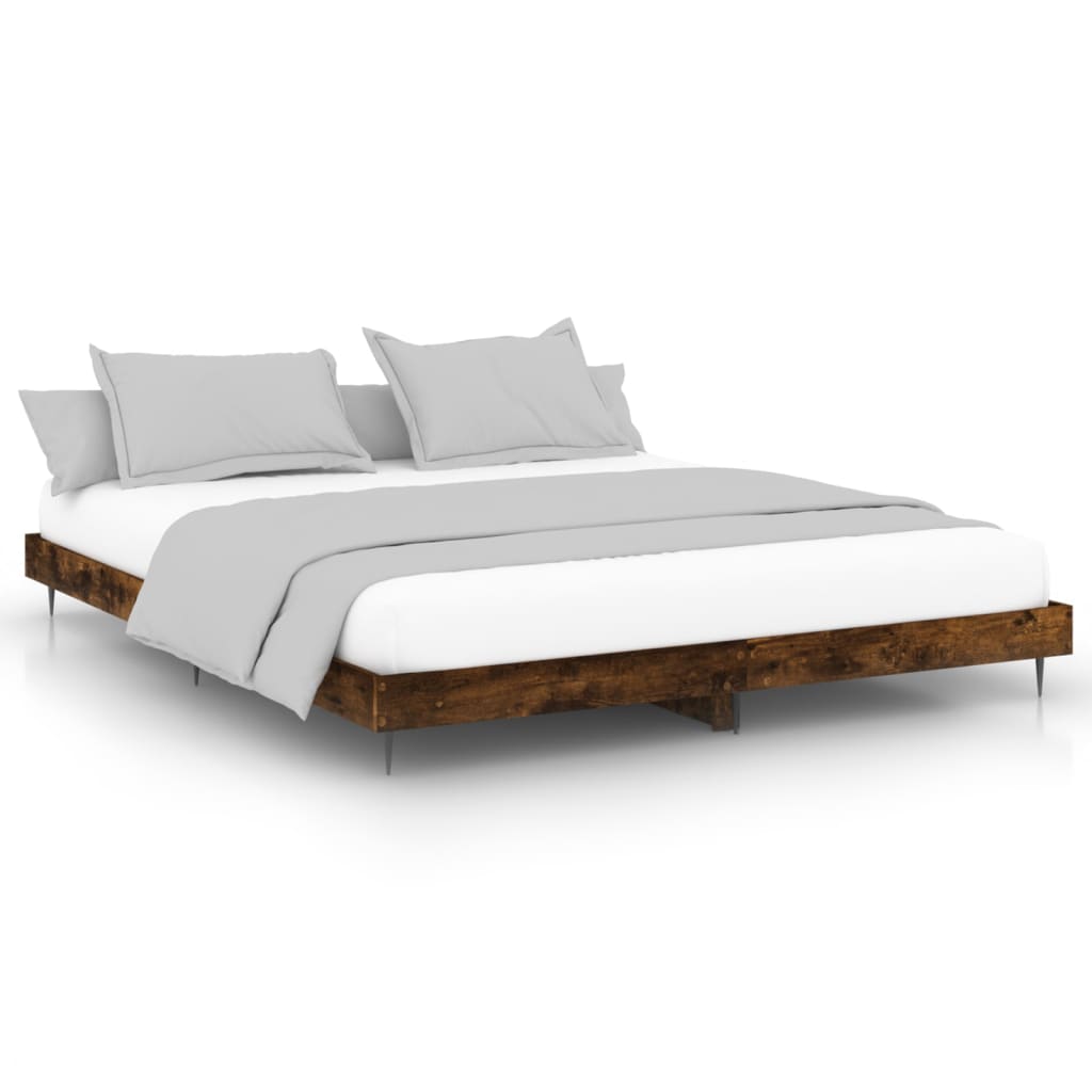 vidaXL Rama łóżka bez materaca dąb wędzony 200x200 cm drewno klejone