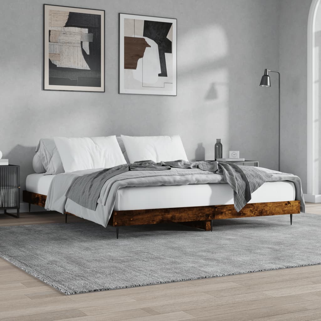vidaXL Rama łóżka bez materaca dąb wędzony 200x200 cm drewno klejone