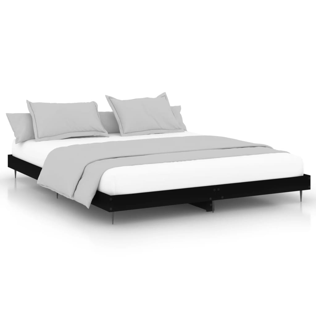 vidaXL Rama łóżka bez materaca Czarna 180x200cm Drewno klejone