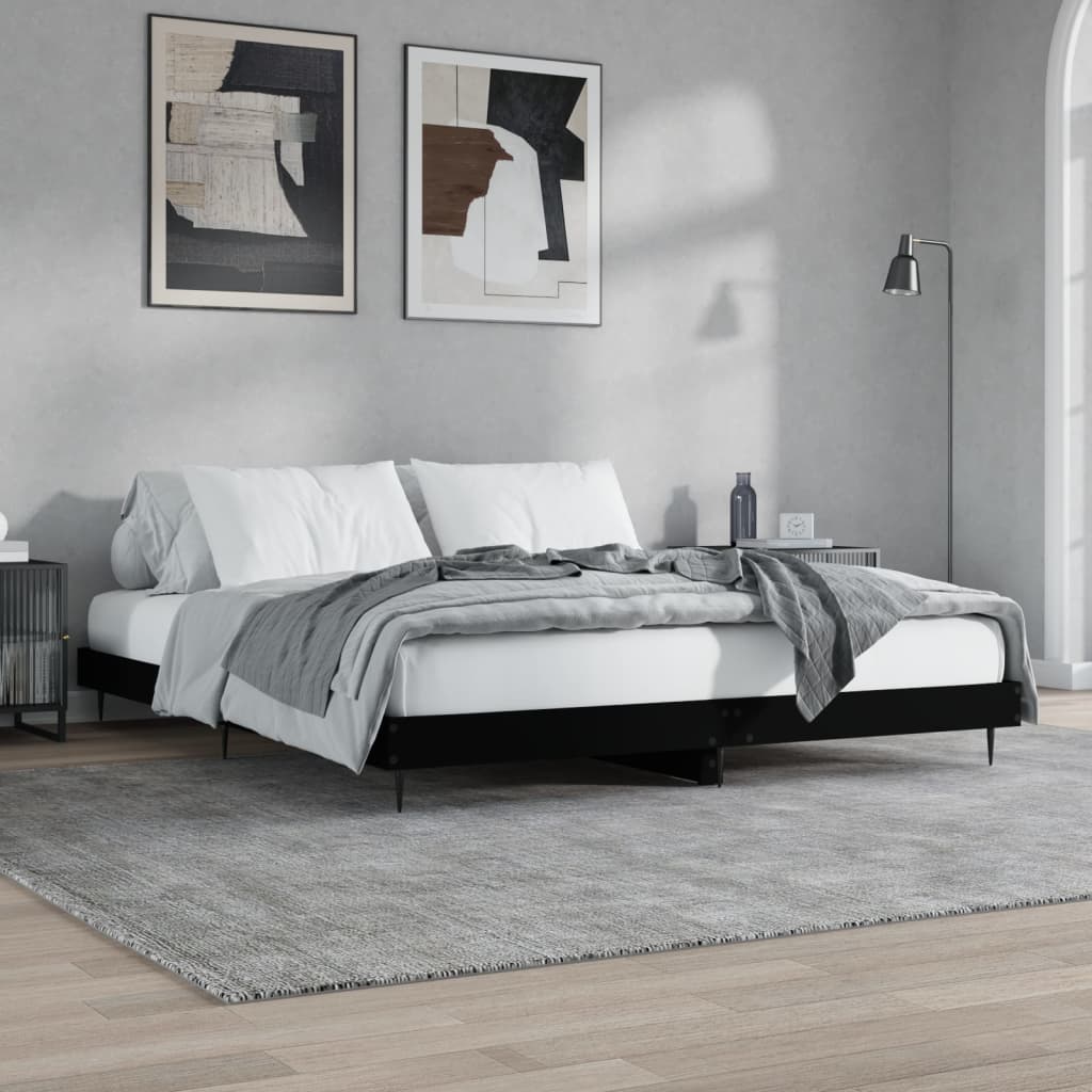 vidaXL Rama łóżka bez materaca Czarna 180x200cm Drewno klejone