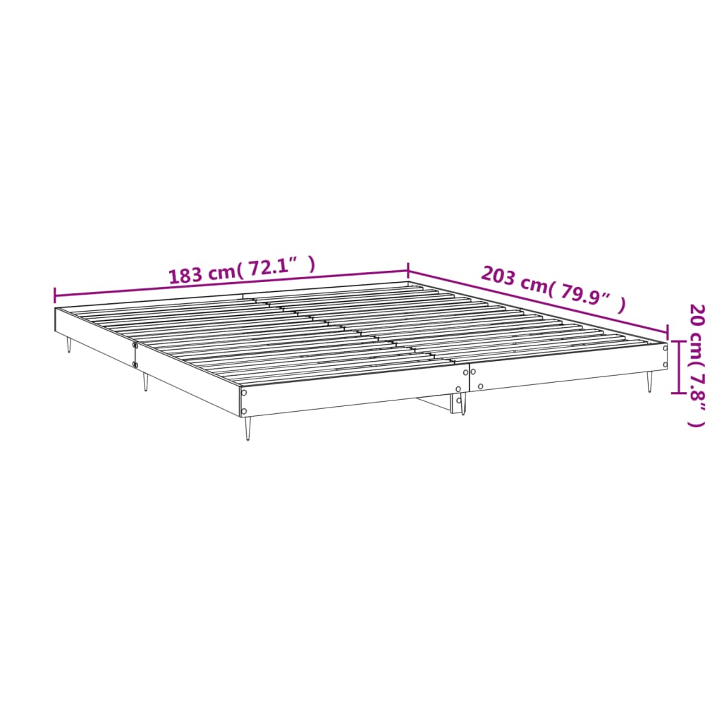 vidaXL Rama łóżka bez materaca Czarna 180x200cm Drewno klejone