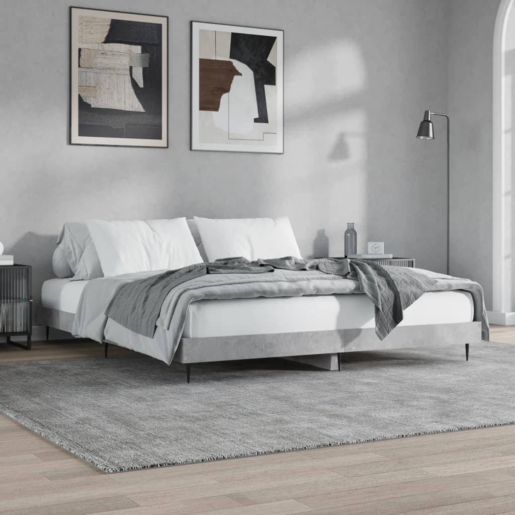 vidaXL Rama łóżka, szarość betonu, 160x200 cm, materiał drewnopochodny