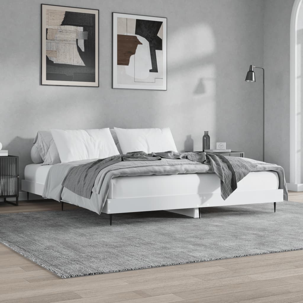 vidaXL Rama łóżka, biała, 140x200 cm, materiał drewnopochodny