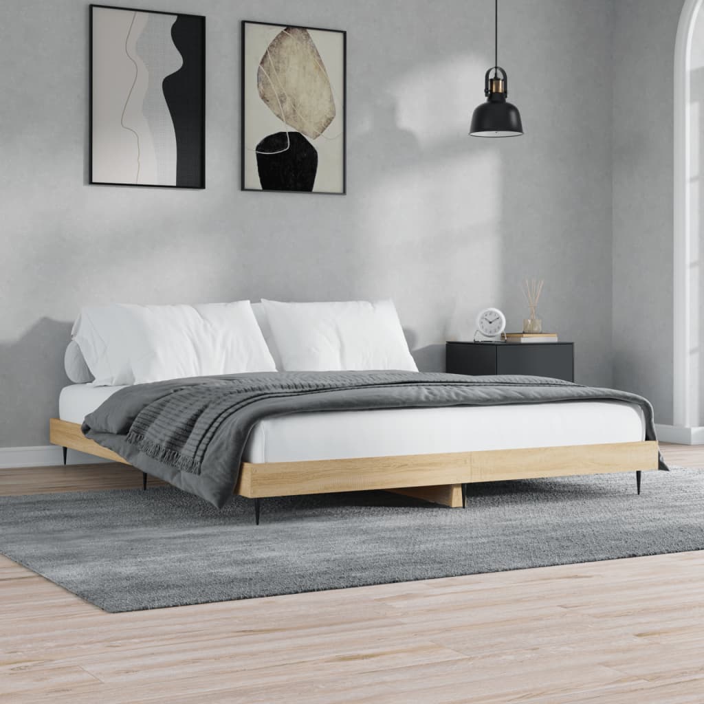 vidaXL Łóżko bez materaca, dąb sonoma, 140x200 cm