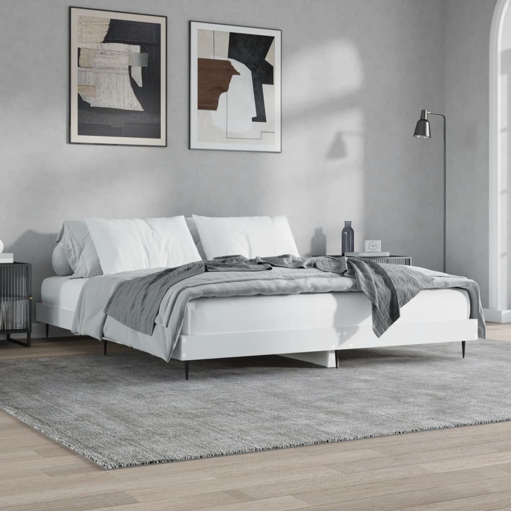 vidaXL Rama łóżka, biała, 120x200 cm, materiał drewnopochodny