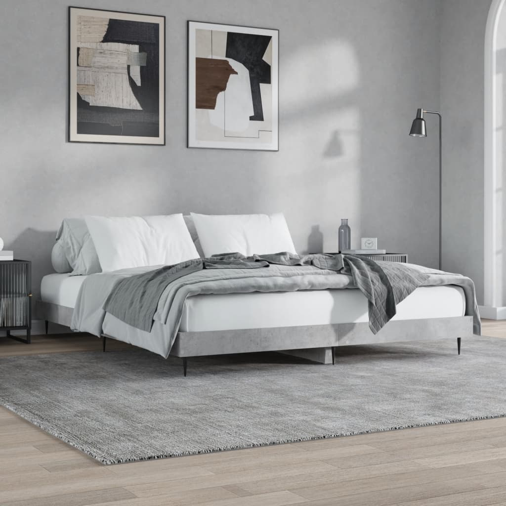 vidaXL Rama łóżka, szarość betonu, 120x200 cm, materiał drewnopochodny