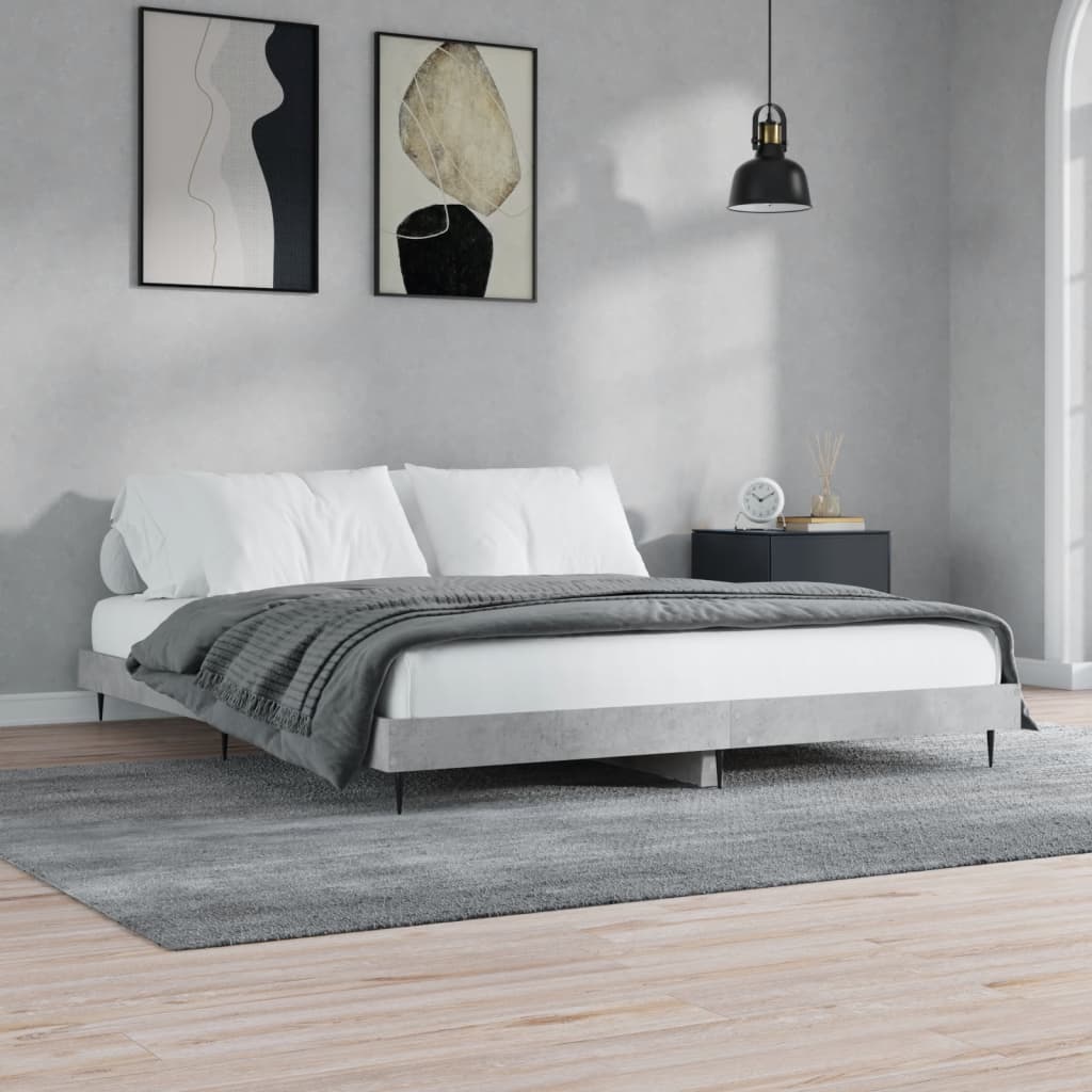 vidaXL Rama łóżka, szarość betonu, 120x200 cm, materiał drewnopochodny