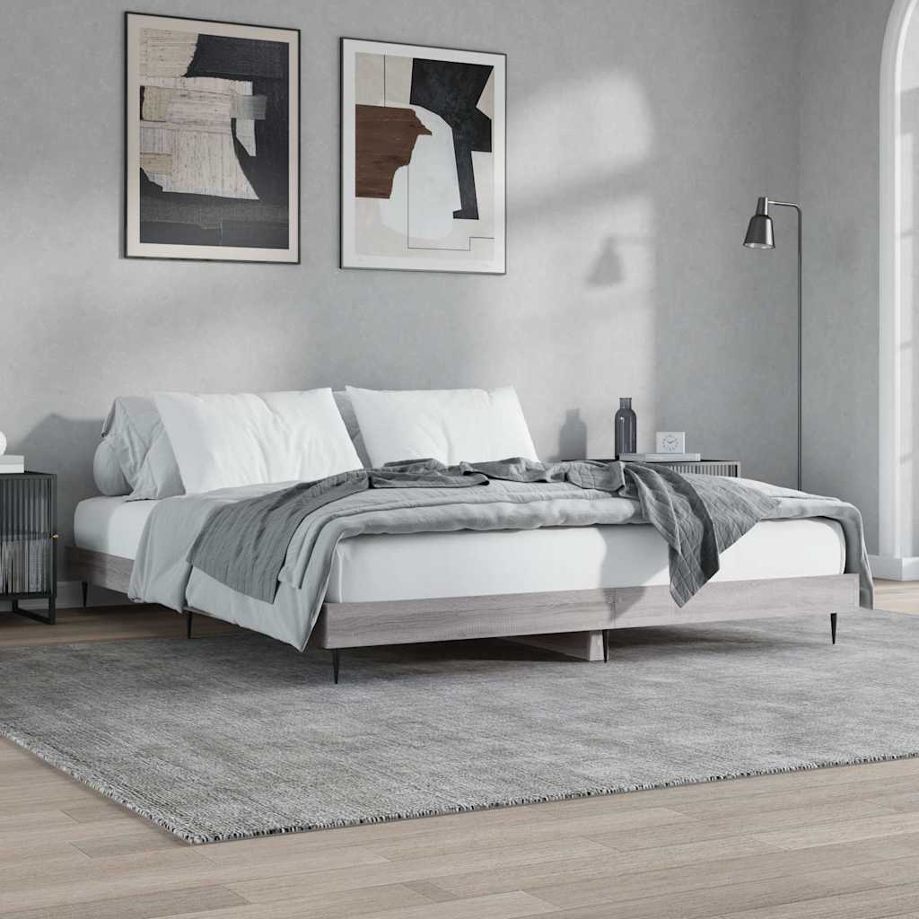 vidaXL Rama łóżka, szary dąb sonoma, 120x200cm materiał drewnopochodny