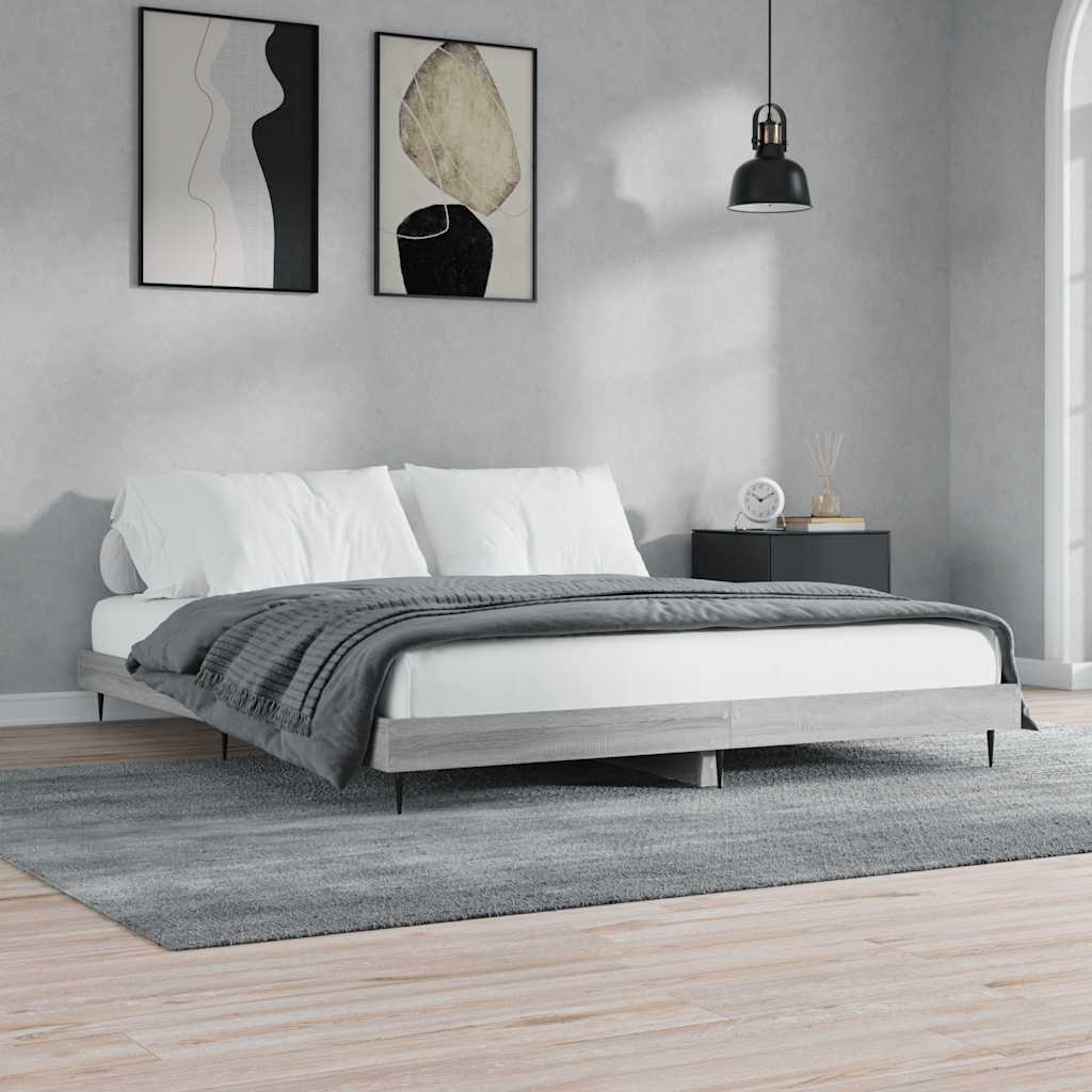 vidaXL Rama łóżka, szary dąb sonoma, 120x200cm materiał drewnopochodny
