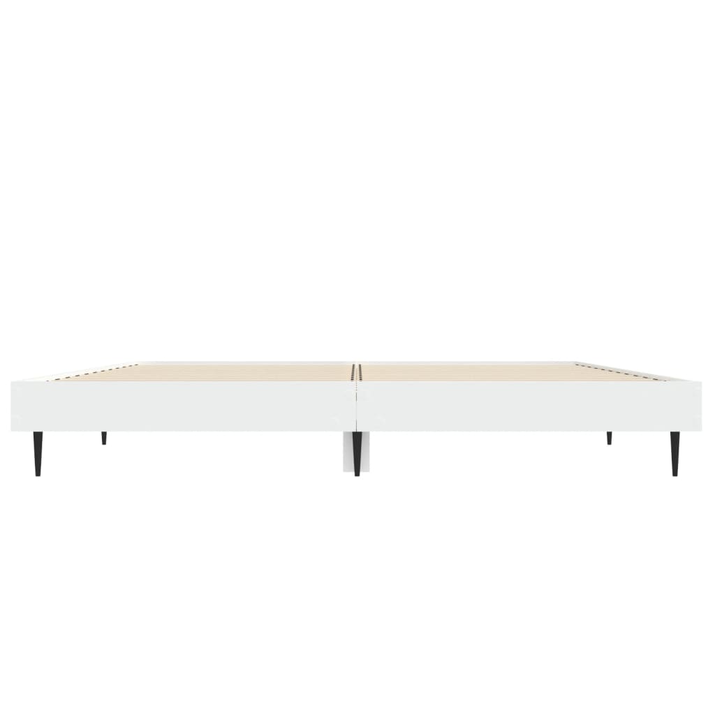 vidaXL Rama łóżka, biała, 135x190 cm, materiał drewnopochodny