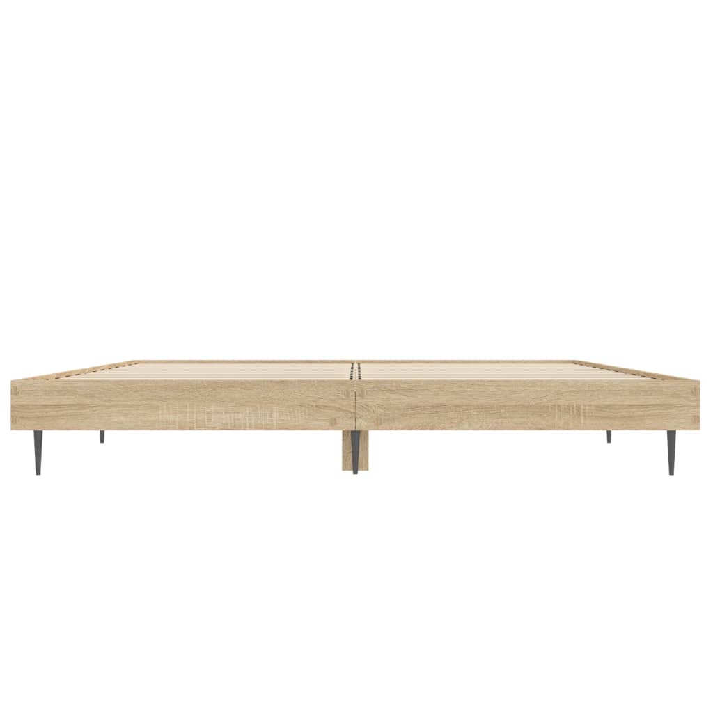 vidaXL Rama łóżka, dąb sonoma, 135x190 cm, materiał drewnopochodny