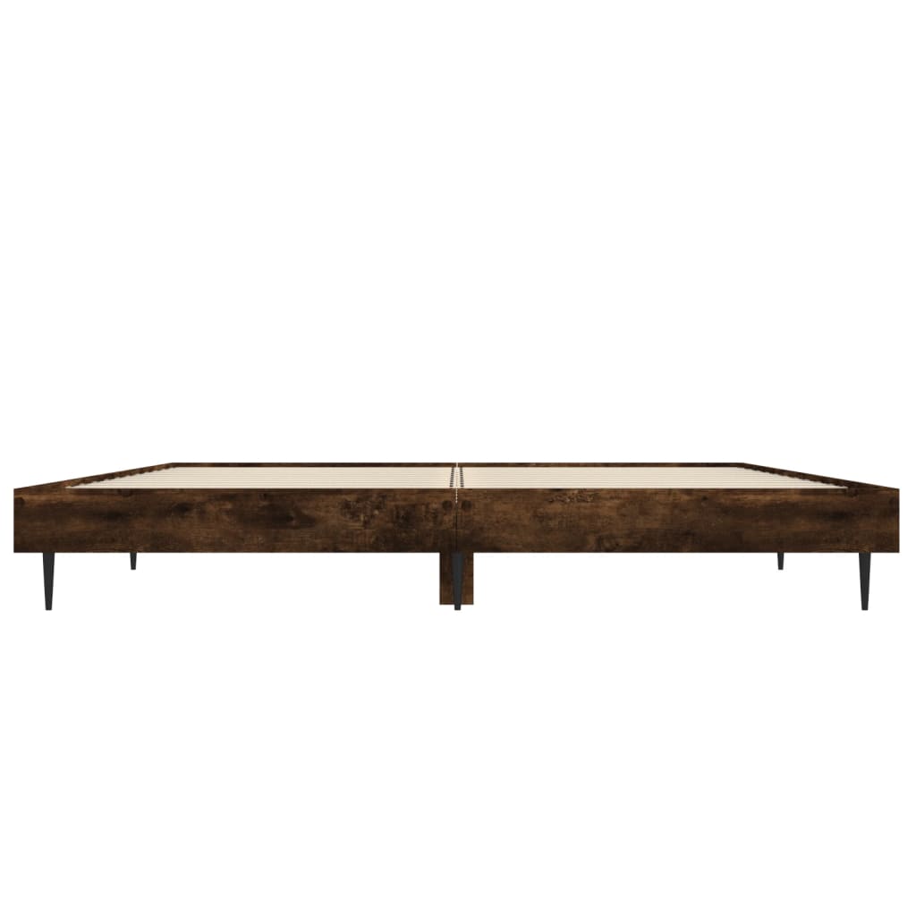 vidaXL Rama łóżka, przydymiony dąb, 135x190cm, materiał drewnopochodny