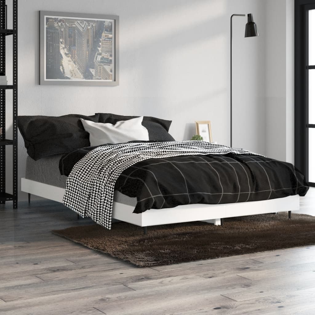 vidaXL Rama łóżka, biała, 120x190 cm, materiał drewnopochodny