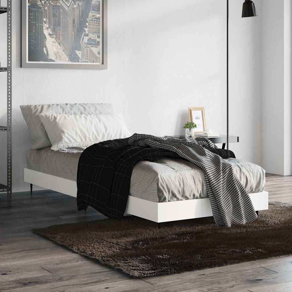 vidaXL Rama łóżka, biała, 75x190 cm, materiał drewnopochodny
