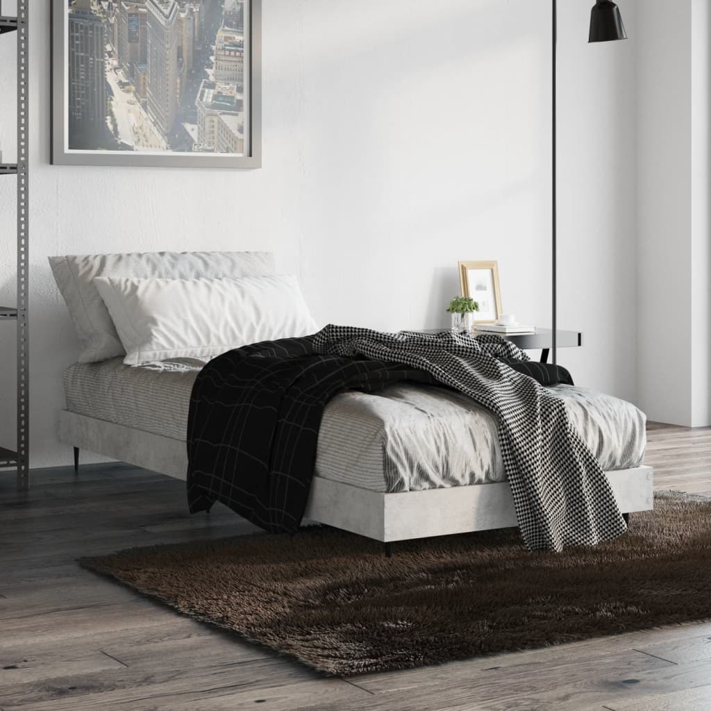 vidaXL Rama łóżka, szarość betonu, 75x190 cm, materiał drewnopochodny