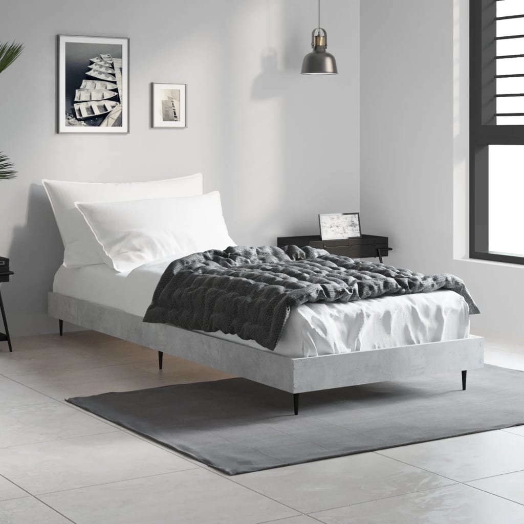vidaXL Rama łóżka, szarość betonu, 75x190 cm, materiał drewnopochodny