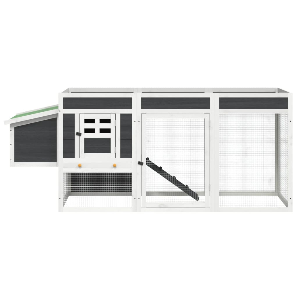 vidaXL Kurnik, szary, 204x50x84 cm, lite drewno sosnowe