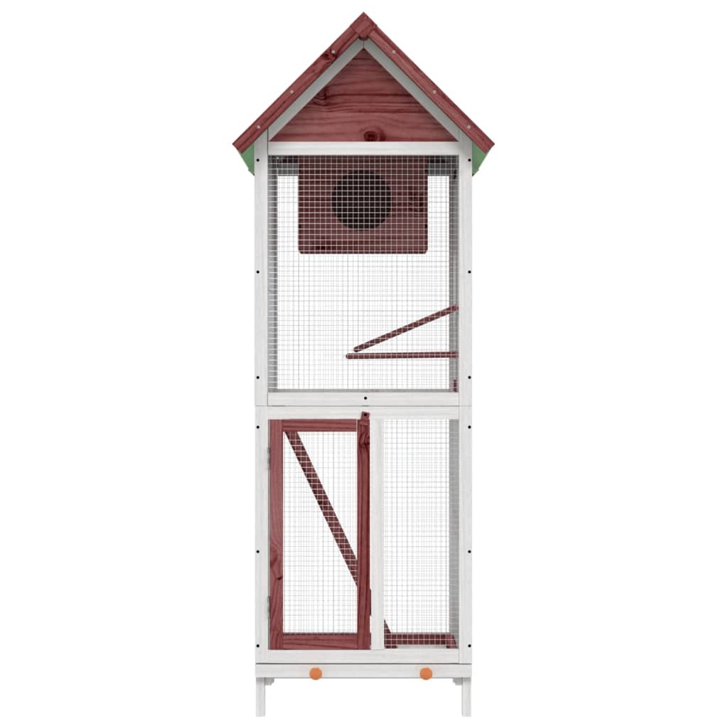 vidaXL Klatka dla ptaków, mokka, 60x58,5x160 cm, lite drewno sosnowe