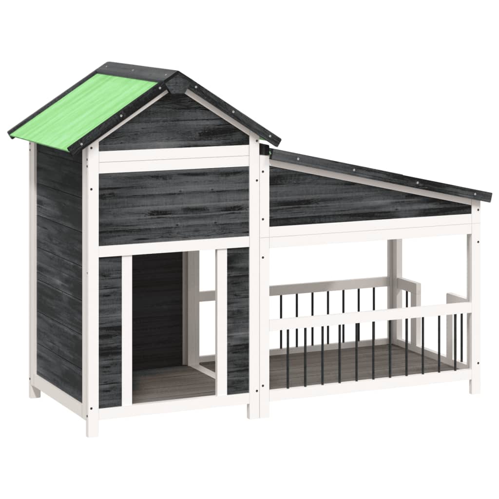 vidaXL Buda dla psa, szara, 143x60,5x109 cm, drewno sosnowe