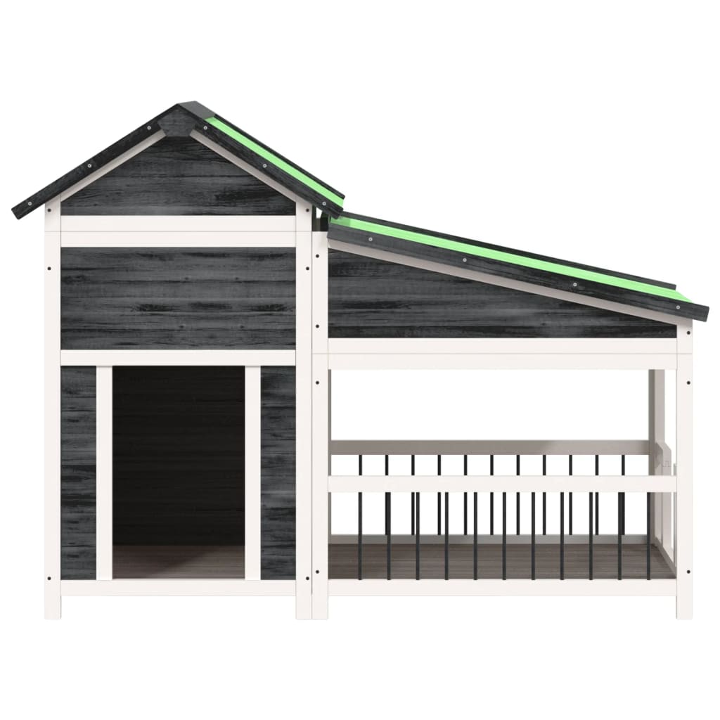 vidaXL Buda dla psa, szara, 143x60,5x109 cm, drewno sosnowe
