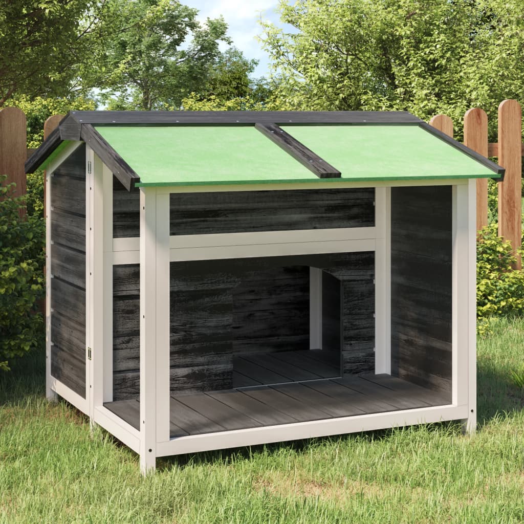 vidaXL Buda dla psa, szara, 96x87x80,5 cm, drewno sosnowe