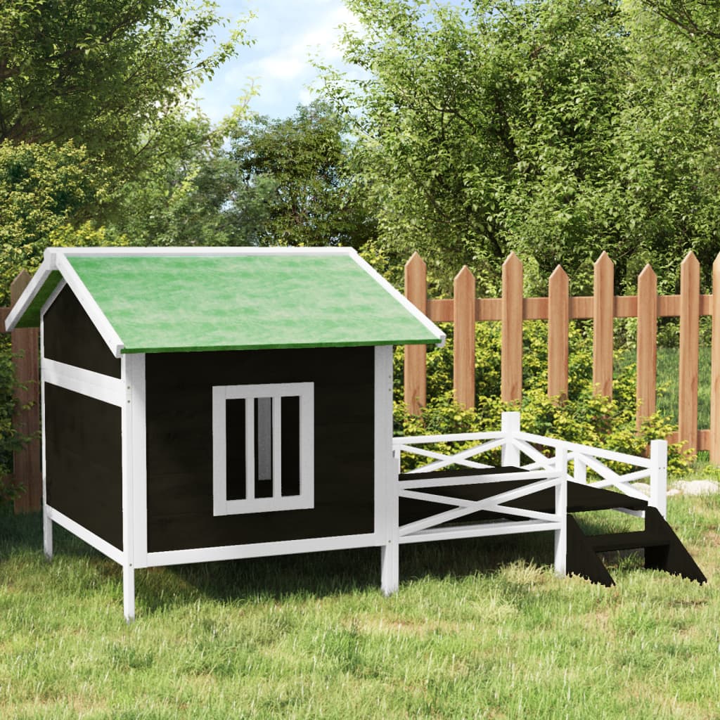 vidaXL Buda dla psa, szara, 159x120x88,5 cm, drewno sosnowe
