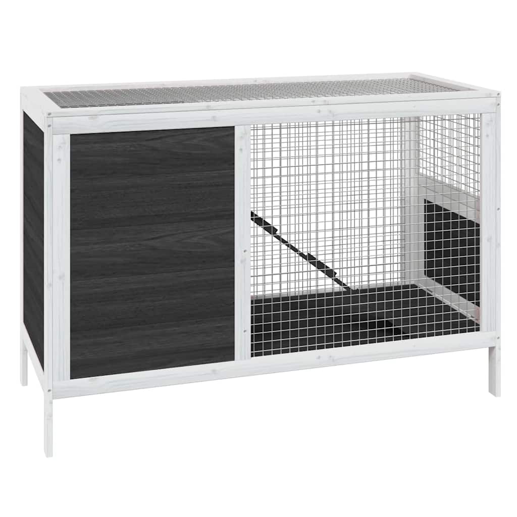 vidaXL Klatka dla królików, szara, 103x44x69,5 cm, drewno sosnowe