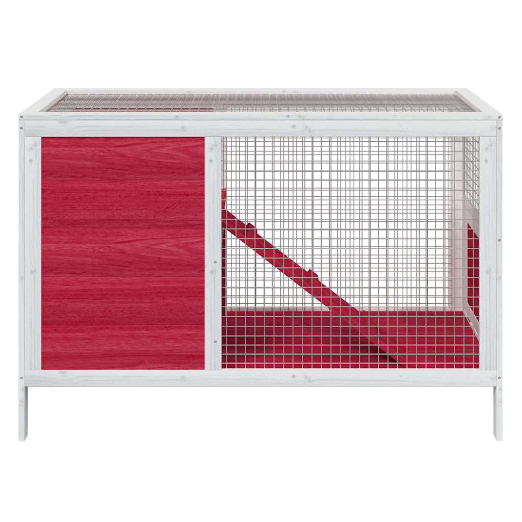 vidaXL Klatka dla królików, czerwona, 103x44x69,5 cm, drewno sosnowe