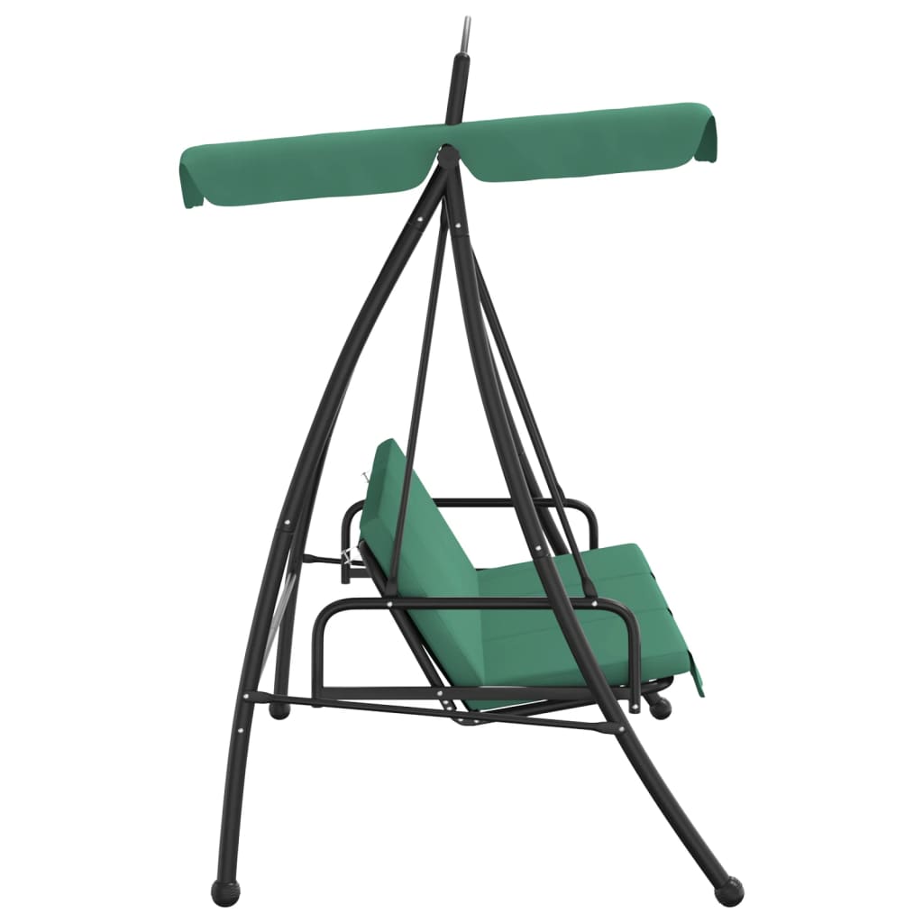 vidaXL Huśtawka ogrodowa z daszkiem, zielona, 198 cm, tkanina i stal