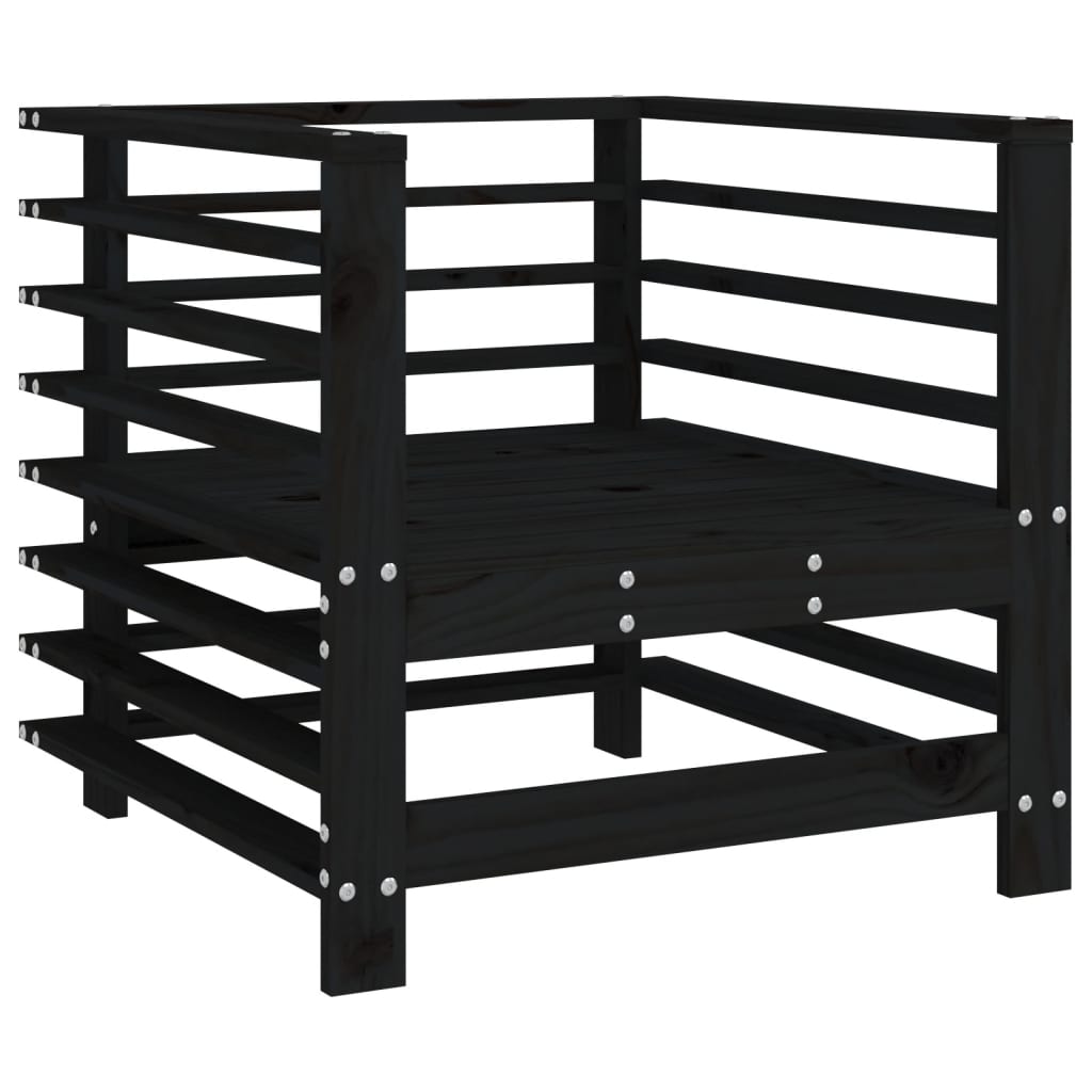 vidaXL Fotele ogrodowe z poduszkami, 2 szt., czarne, drewno sosnowe
