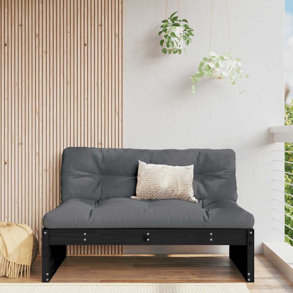 vidaXL Siedzisko środkowe, czarne, 120x80 cm, lite drewno sosnowe
